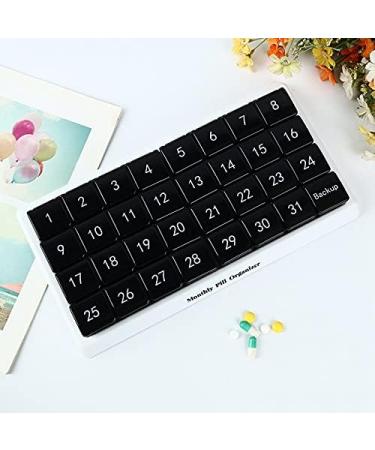 Buy TRIPPER Monthly 31 Compartment Pill Organizer - 1 Per Day for a Full Month - Black - Ideal for International Shipping - Buy Online on GoSupps.com
