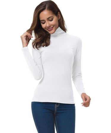 VOBCTY Women's Lightweight Slim Fit Turtleneck Active Shirt - White, Small - Buy Online on GoSupps.com