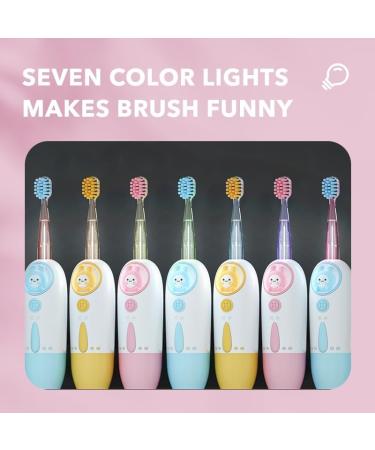 Kids Electric Toothbrush with 7 Colored Lights & 2 Brush Heads - Fun Space Capsule Design with Rabbit Astronaut - Perfect for Clean Teeth & Move-on Reminder (Lovely Pink - Buy Online on GoSupps.com