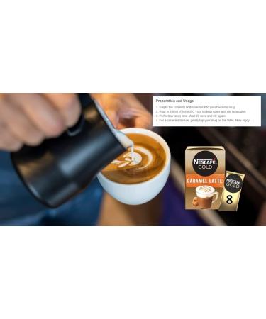 Nescafe Gold Instant Coffee Sachets Contains 48 Caramel Latte Sachets Bundled With 48 x Temas Store Coffee Stirrers & 1 x Reusable Coffee Cup| Coffee Gift Set | Coffee Sachets Individually Wrapped - Buy Online on GoSupps.com