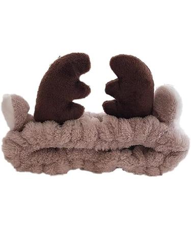 Reindeer Ear Headband Spa Headbands Cute Elk Hair Bands for Shower Yoga Makeup Face-washing Facial Head Wraps Elastic Headbands for Girls Women Ladies Boys Men Kids White brown - Buy Online on GoSupps.com