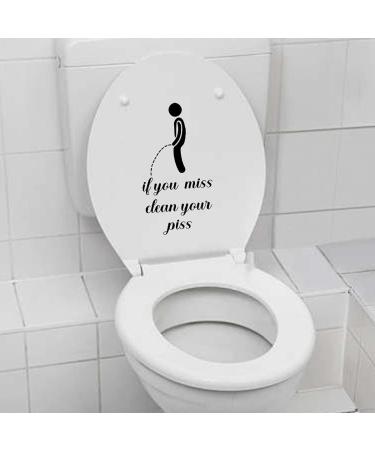 BJY Toilet Sticker Funny inIf You Miss Clean Your PissinSign Bathroom Toilet Decal Removable Self Adhesive Art Toilet Decal Creative DIY Toilet Lid Decals for Restroom Toilet Washroom (Black) - Buy Online on GoSupps.com