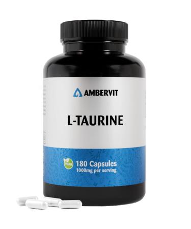 UAB Involutus Taurine capsules 1000mg 180 capsules 3 months supply Vegan amino acid easy to swallow high dosage and no artificial fillers Allergen and gluten free Ambervit