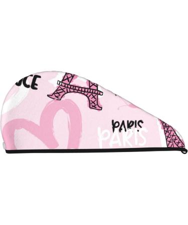 Microfiber Hair Drying Cap - Eiffel Tower & Butterflies Design | Soft Absorbent Quick Dry Towel Wrap for Curly Long & Thick Hair - Buy Online on GoSupps.com
