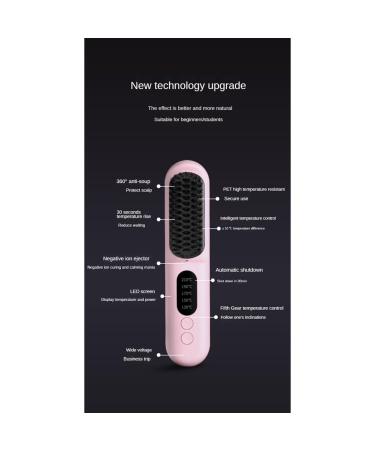 Wireless Hair Straightener Brush - Fast Heating Negative Ions Portable Curler - Pink - Buy Online on GoSupps.com