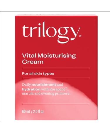 Trilogy Vital Moisturising Cream - 60 ml - Moisturising Cream for Dry Sensitive & Tired Skin Vegan Nourishing and Firming Skin Cream 100% Natural Ingredients - Buy Online on GoSupps.com