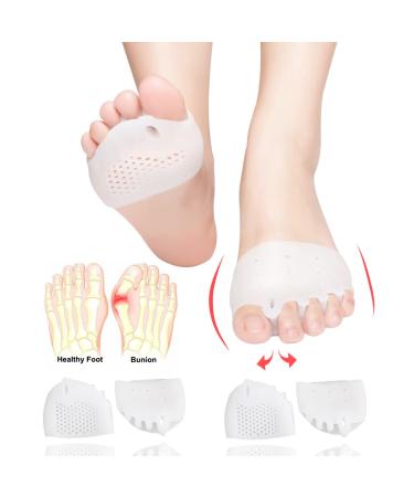 Metatarsal Pads, Gel Toe Separators, Bunion Corrector Cushion, Toe Spacers, Ball of Foot Cushions, Soft&Breathable, Idea for Mortons Neuroma, Blisters, Diabetic Feet, Hammer Toe, Rapid Pain Relief 2 Pairs-White