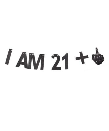 +1 Banner 22nd Birthday Party Sign Funny/Gag 22nd Bday Black