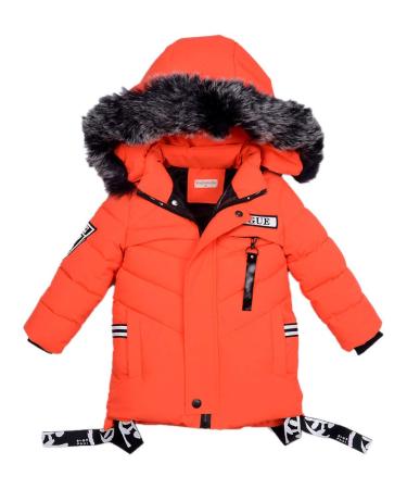 Odziezet Baby Boy Down Coat Kids Hooded Puffer Zipper Jacket Winter Outerwear Clothes 2-7 Years 4-5 Years Orange