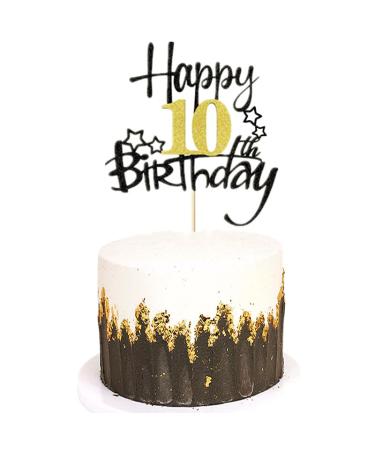 Happy 10th Birthday Cake Topper Glittery Cake Decorations Custom Cake Toppers for Happy 10th Birthday Party Anniversary Supplies (10)