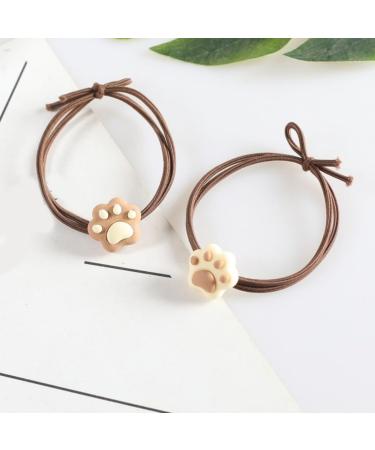 xbiez Cartoon Kitten Paw Style Cat Paw Hair Tie Hair Rope Strong Hold Christmas Costume Cat Paw Cute Hair Rope Non-Slip Beige 1 - Buy Online on GoSupps.com