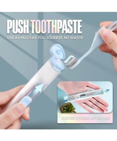 3-in-1 Travel Toothbrush Set with Extra Soft Bristles & Refillable Toothpaste Tube | Ideal for Travel Camping School & Business Trips - Blue 1 Pack - Buy Online on GoSupps.com