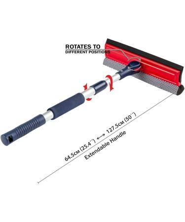 DSV Professional Window Squeegee | 2-in-1 Cleaner with Sponge & Rubber Strip | Telescopic Pole | 127.5cm Extension | Multi-Angle Cleaning - Buy Online on GoSupps.com