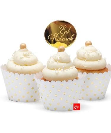 8 Eid Mubarak Cupcake Disc Toppers Gold Eid Cake Toppers Eid Gift Tags Eid Gift Charms Eid Cake Decorations. - Buy Online on GoSupps.com