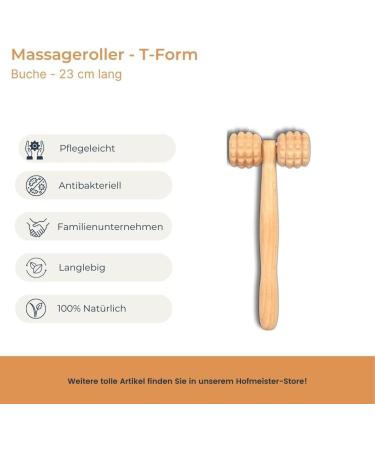 Hofmeister Wooden Massage Device - Tension & Pain Relief for Back & Neck | Wellness & Relaxation | Natural European Product | 23 cm T-Shape - Buy Online on GoSupps.com