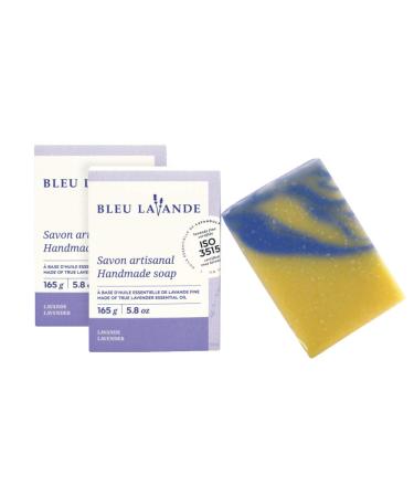 Bleu Lavande 2 Pack of 100% Natural Handmade Lavender Body Soap Made with Certified Premium & Pure True Lavender Essential Oil Vegan & Cruelty-Free No Artificial Fragrances - 2x 5.8 Oz