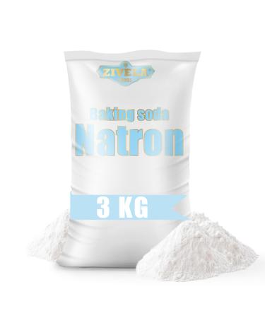 Sodium bicarbonate powder, 3kg, sodium bicarbonate, sodium salt, 3000g baking soda E500, 100% pure, food grade (3 x 1kg)