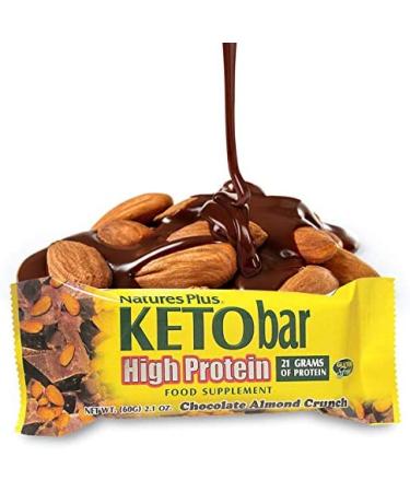 Nature's Plus KetoSlim High Protein Bar - Chocolate Almond Crunch (12 Bars, 2.1 oz Each) - Buy Online on GoSupps.com