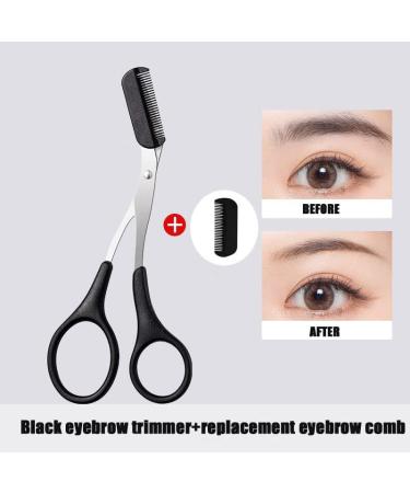 QUUPY Precision Eyebrow Trimmer Shear Scissors - Stainless Steel Beauty Tool with Comb and Non-Slip Grips - Buy Online on GoSupps.com