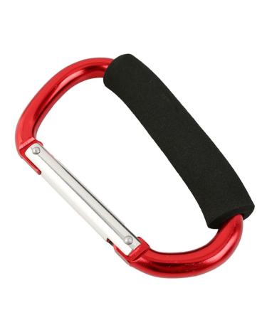ZUJHPYMI 1Pc Carabiner Hook with Sponge 5.5inch D-Shape Large Aluminum Carabiner Clip Carry Handle for Shopping Bags Handbag Stroller Carrying, Red