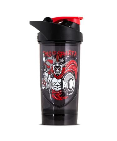 Shieldmixer Hero Pro Classic Shaker This is Sparta - BPA-free - Gym Accessories - Protein Shaker - Fitness Drinking Bottle - Black - 700ml