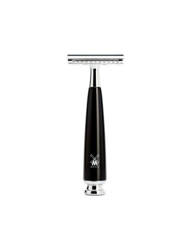 M HLE Rytmo safety razor - safety razor for classic razor blades - handle made of black precious resin and metal accents
