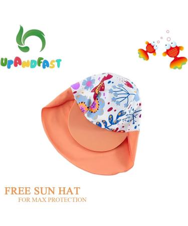 Baby Girl One Piece Swimwear Set with Sun Hat | UPF 50+ Sunflower Toddler Swimsuit 9-12 Months - Buy Online on GoSupps.com