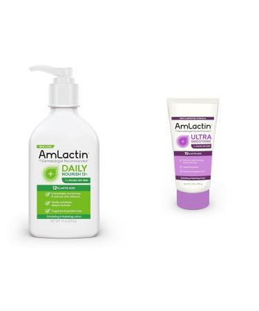 AmLactin Daily Moisturizing 7.9 oz Lotion and Ultra Smoothing 4.9 oz Cream Bundle for Dry Skin