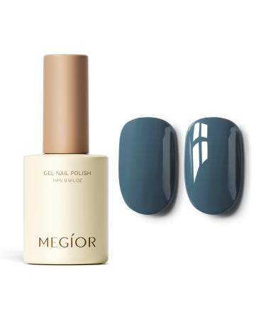 MEGIOR Peacock Blue Gel Nail Polish 15ml Indigo Gel Polish High Gloss Soak Off UV LED Nail Gel Polish for Nail Art Manicure Salon DIY Home Gift for Girls