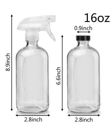 16oz Glass Spray Bottles - Refillable Boston Round Container for Essential Oils, Cleaning Products - White (2 Pack) - Buy Online on GoSupps.com