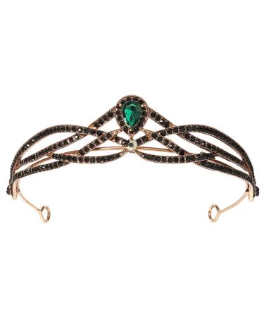 Beaupretty Princess Bride Baroque Headband Wedding Bridal Emerald Crystal Halloween Gemstone Tiara for Women Girls Supplies Green Emo Accessories