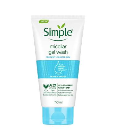 Sim._.ple Water Boost Micellar Facial Wash 150ml | 100% Soap-Free Facewash for dewy hydrated skin| For Normal to dry skin