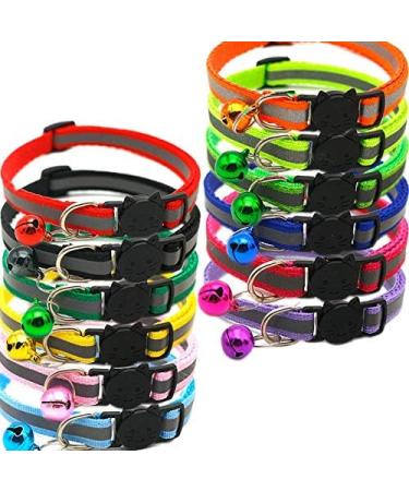 Closer 12 Pcs Reflective Collars Quick Release Safety Buckle with Bell Adjustable 19-32cm (12 Colors) - Buy Online on GoSupps.com