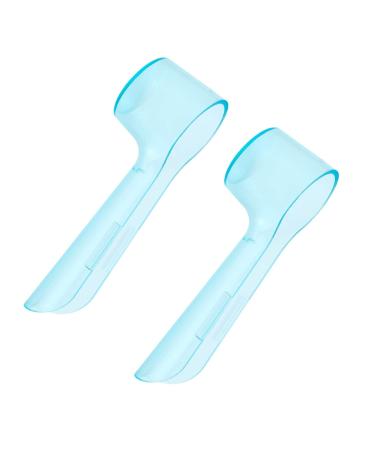 MELTU 2 Pcs Toothbrush Head Covers Toothbrush Cover Caps Compatible with Oral B Electric Toothbrush Round Heads(Blue 2)