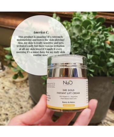 Nuorganic 24K Gold Instant Lift Face Cream with Plant Stem Cells & Vitamin C - Anti Aging Moisturizer - Vegan & Cruelty Free (1.7 fl Oz) - Buy Online on GoSupps.com