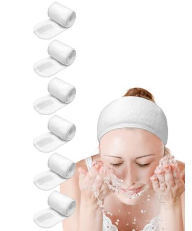 Spa Headband Hair Wrap EUICAE Sweat Headband Head Wrap Hair Towel Wrap Non-slip Stretchable Washable Makeup Headband for Face Wash Facial Treatment Sport Fits All White (White)