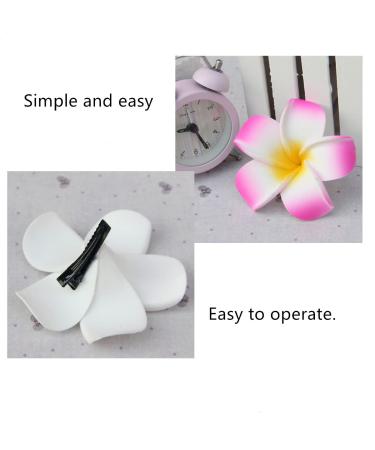 12PCS Hawaiian Plumeria Flower Hair Clips - Bohemia Foam Hairpins for Bridal Wedding Party Beach Holiday (Rose Red) - Buy Online on GoSupps.com
