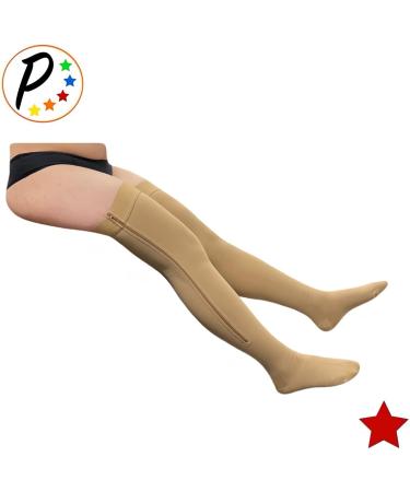 Presadee Closed Toe Thigh High 20-30 mmHg Firm Compression Leg with YKK Zipper - Beige 4 | Support & Comfort in Style - Buy Online on GoSupps.com
