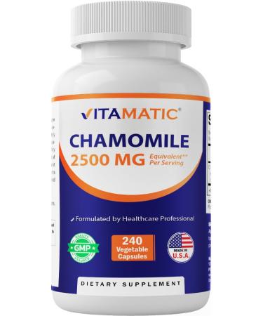 Vitamatic Chamomile 2500 mg Equivalent Per Serving (from 250 mg of 10:1 Extract) - 240 Veg Capsules - Non-GMO & Gluten Free