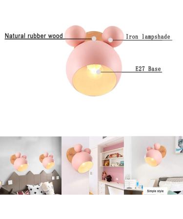 Chao Zan Simple Adjustable Wall Lamp - Kids' Bedroom & Bedside Lighting - Pink Iron & Wood Design E27 Ceiling & Corridor Decor - Buy Online on GoSupps.com