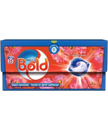 Bold All-in-1 Pods Laundry Washing Capsules 25capsules Built in Lenor Softener Desert Rose Scent 2Pk + Our Gift for You: Organza Small Bag Size: 9x7x0.1cm - Buy Online on GoSupps.com