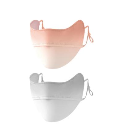 CCAIPU 2Pcs Face Mask for Sun Protection Reusable Washable Breathable Face Mask UV Protection Face Cover Motorcycle Cycling Sport Mask for Outdoor A-Pink/Grey