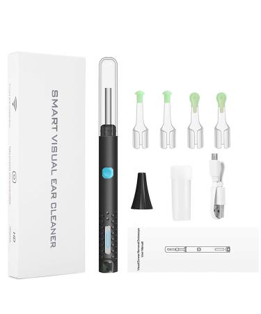 Ear Wax Removal Kit Ear Cleaner with Camera 3.5mm Ear Cleaner WiFi Otoscope with App Control 6 Visible LEDs IP67 Waterproof Suitable for iOS Android Adults Kids Pets(Black)