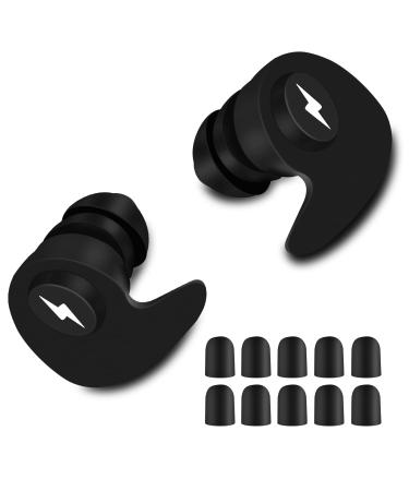 Noise Cancelling Ear Plugs - Super Soft Reusable Silicone Ear Plugs - Perfect for Sleep Work Study Swimming Flights(Black)