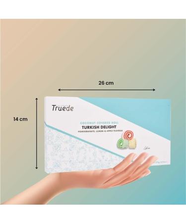 Truede Coconut Covered Pomegranate Lemon & Apple Flavour Roll Turkish Delight (270g) - Hand-Made Coconut Covered Dusted Pomegranate Lemon & Apple Flavoured Turkish Delight Coconut Covered Roll Turkish Delight - Buy Online on GoSupps.com