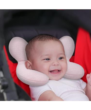 Blublu Park Baby Head Support Pillow for Newborn Infant - Soft Cotton Travel Pillow for Car Seats and Strollers - Baby Pink - Buy Online on GoSupps.com