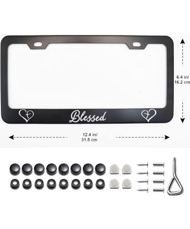 CHLSD Bling Blessed Cross & Heart Christian License Plate Frame - 2 Pack, Black Metal - Buy Online on GoSupps.com
