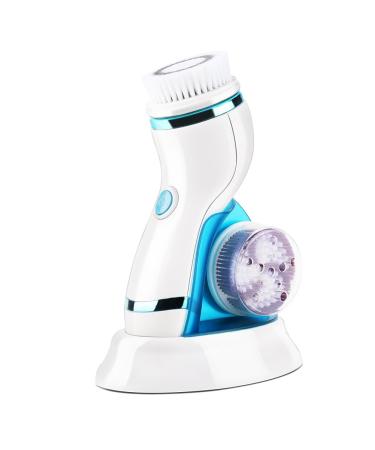 Facial cleaning brush Electrically waterproof facial cleaning brush electric facial brush deep cleaning system massage device rechargeable rotating facial brush blue