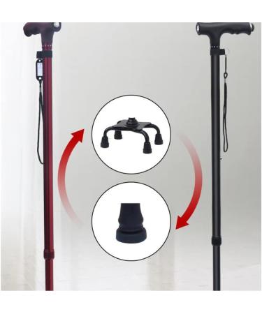 Dual Purpose Crutches for The Elderly Non-Slip Walking Stick Cane Four-Legged Cane Lighted Telescopic Lightweight Cane Four-cornered Cane (Color : Schwarz) Smooth Sailing - Buy Online on GoSupps.com