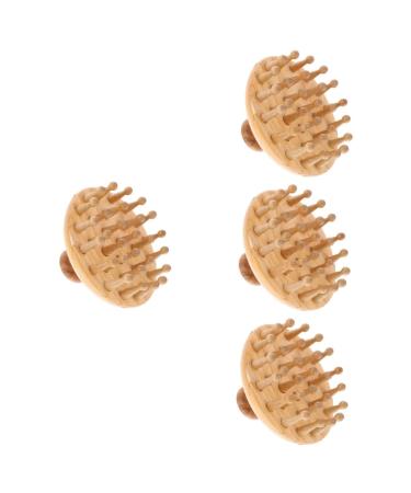 Beavorty 4 pieces massage comb from beech hairbrush wooden head tensioning ridge scalp head massage comb women wide tooth comb head massage curve comfortable comb stencil Miss cozy